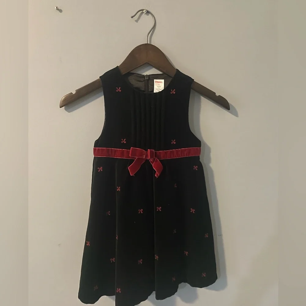 Gymboree Black & Red Velvet Bow Dress